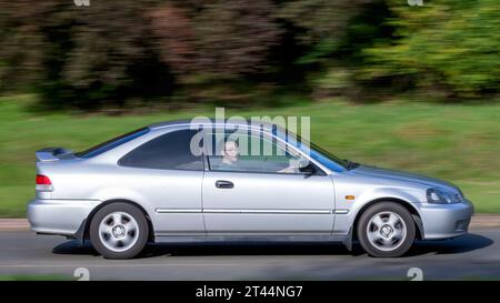 Milton Keynes,UK - Oct 28th 2023:  1999 silver Honda Civic car on an English road Stock Photo