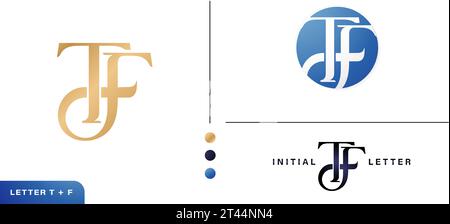 monogram TF Initials Letter Logo Design isolated white backgrounds for business and company identity, branding, advertisement materials golden foils Stock Vector