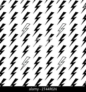 Pattern of black lightning bolts on a transparent background, symmetrical design, vector graphics energy, print for textiles and design, Print of the Stock Vector