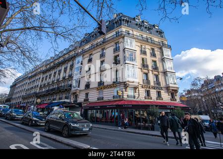 The Cafe de Luna is a traditional French cafe in the Montmartre district, Paris, France. Stock Photo