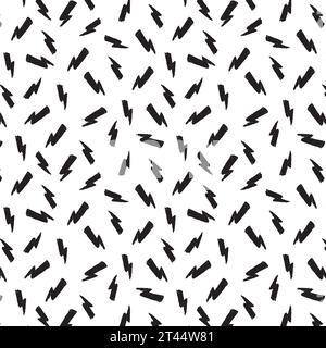 Black lightning pattern on a transparent background, seamless print for textiles and design. Wind painted with a brush Stock Vector