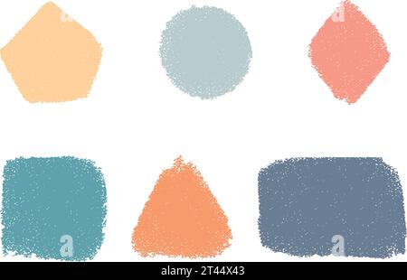 Hand drawn colored pencil. Colorful, childish style, fun copy space. Pastel chalk frame, vector background. Texture of artistic doodle strokes Stock Vector