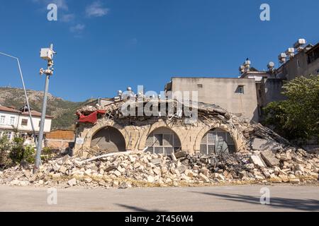 Historic building in old town Antakya destroyed by 2023 earthquake Stock Photo