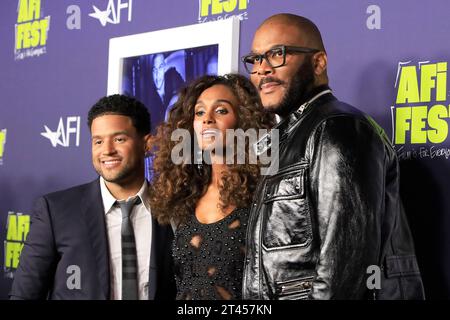 October 27, 2023, Los Angeles, California, USA: LOS ANGELES - OCT 5, 2023: Armani Ortiz, Gelila Bekele, Tyler Perry at the 2023 AFI Fest - Screening of Maxine's Baby: The Tyler Perry Story at the TCL Chinese Theatre IMAX (Credit Image: © Nina Prommer/ZUMA Press Wire) EDITORIAL USAGE ONLY! Not for Commercial USAGE! Stock Photo