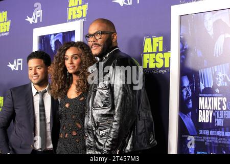 October 27, 2023, Los Angeles, California, USA: LOS ANGELES - OCT 5, 2023: Armani Ortiz, Gelila Bekele, Tyler Perry at the 2023 AFI Fest - Screening of Maxine's Baby: The Tyler Perry Story at the TCL Chinese Theatre IMAX (Credit Image: © Nina Prommer/ZUMA Press Wire) EDITORIAL USAGE ONLY! Not for Commercial USAGE! Stock Photo