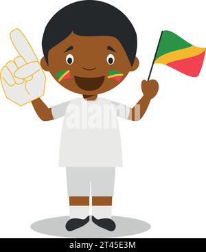 National sport team fan from Congo with flag and glove Vector Illustration Stock Vector