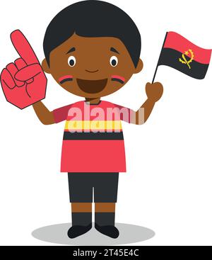 National sport team fan from Angola with flag and glove Vector Illustration Stock Vector