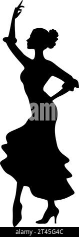 Spanish Flamenco dancer silhouette. Vector illustration Stock Vector