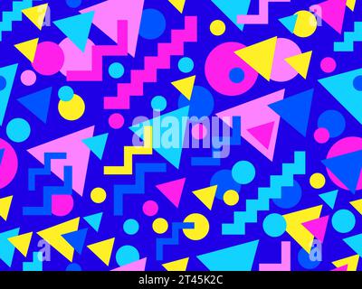 Geometric seamless pattern with memphis elements in 80s style. Colorful geometric pattern. Design of promotional products, wrapping paper and printing Stock Vector