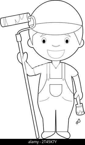cute painter for kids coloring book Stock Vector Image & Art - Alamy