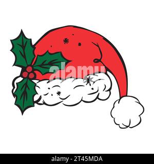 Red santa hats. New Year red hat Stock Vector