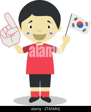 National sport team fan from South Korea with flag and glove Vector Illustration Stock Vector