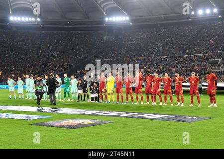 Rome, Italy. 26th Oct, 2023. Line up during the UEFA Europa League 2023-2024 football match between AS Roma and SK Slavia Praha Group G at the Olympic Stadium in Rome on 26 October 2023. Credit: Independent Photo Agency/Alamy Live News Stock Photo