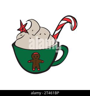 Hot christmas drinks chocolate mugs vector Stock Vector
