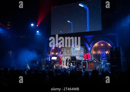 London, United Kingdom. 28th October 2023. Desire singer Megan Louise on stage at Union Chapel opening for Frizzi2Fulci . Cristina Massei/Alamy Live News Stock Photo