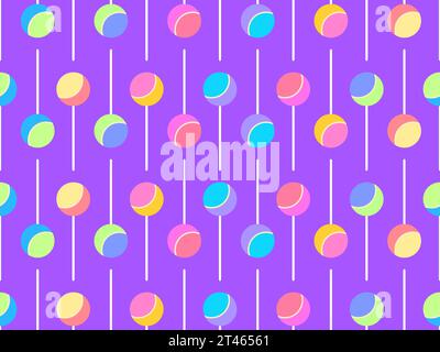 Lollipop seamless pattern. Colorful lollipop in flat style. Colored candies. Festive design for banners, wrapping paper, wallpaper and promotional ite Stock Vector