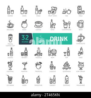 Types drink icons set Royalty Free Vector Image Stock Vector