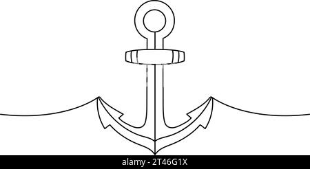 Continuous line drawing of sea anchor. One line drawing background. Vector  illustration. Anchor continuous line Stock Vector Image & Art - Alamy