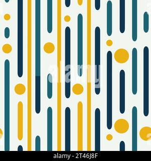 Geometric abstract art with dark blue and yellow stripes. Seamless pattern. Vector illustration Stock Vector