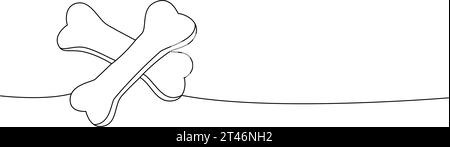 Bones, dog toy one line continuous drawing. Animals accessories, pet toy supplies continuous one line illustration. Vector minimalist illustration. Stock Vector