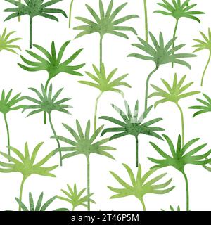 Seamless abstract exotic leaves pattern. Vector watercolor tropical background Stock Vector