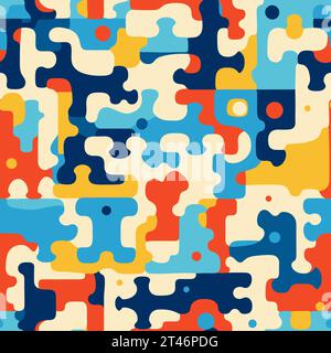 A colorful abstract puzle seamless pattern. Vector illustration Stock Vector