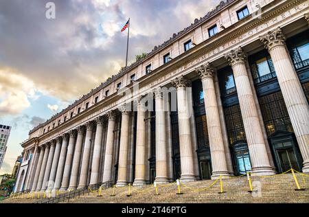 Facade of New York Penn Station in Midtown Manhattan, United States Stock Photo