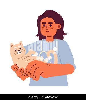 Stethoscope veterinarian female arab 2D cartoon character Stock Vector