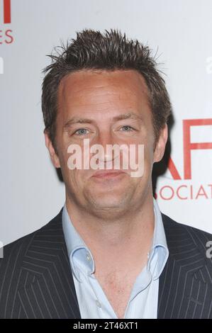 File photo - Matthew Perry attends the AFI Associates 6th Annual Platinum Circle Award honoring the Arquette family at the Regent Beverly Hills Hotel. Los Angeles, May 10, 2006. - US actor Matthew Perry, best known for playing Chandler Bing in the hit '90s TV sitcom Friends, has died at the age of 54. The actor was found dead at his home in his Los Angeles, law enforcement sources told US media. Photo by Lionel Hahn/ABACAPRES.COM Credit: Abaca Press/Alamy Live News Stock Photo