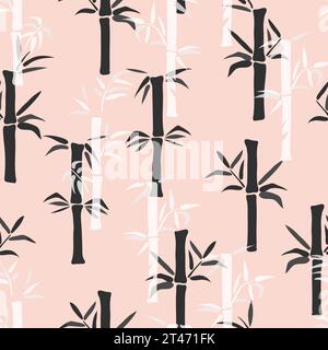 Seamless bamboo pattern. Abstract floral print with bamboo leaves and trees Stock Vector
