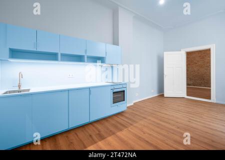 build in kitchen or kitchenette in new apartment room Stock Photo