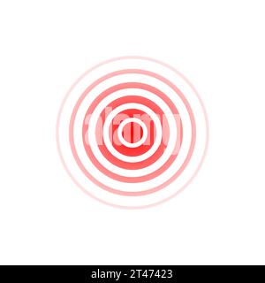 Circle wave. Sound icon. Red effect pulse isolated on white background. Signal radar. Pattern sonar. Vibration line design. Radial rays. Round ripple Stock Vector