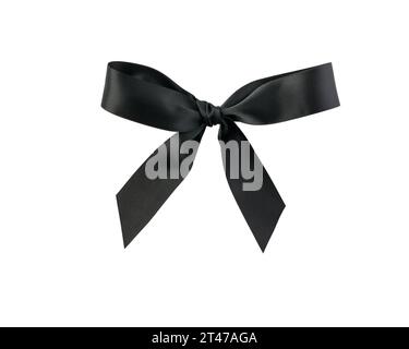 Black ribbon bow isolated on white background Stock Photo - Alamy