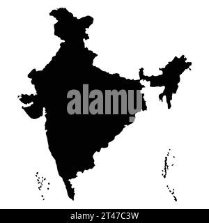 Indian maps in vector drawing in the silhouette style Stock Vector