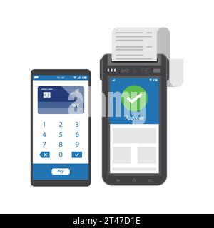 Approved contactless payment using smartphone and credit card vector illustration Stock Vector