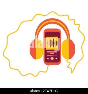 Head phones and Mobile Phone - Music Lover Concept - Vector Illustration Stock Vector