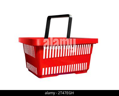 Empty red shopping basket isolated on white background Stock Photo