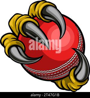 Cricket Ball Eagle Claw Cartoon Monster Hand Stock Vector