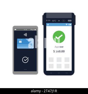 Approved contactless payments with smartphones and credit cards Stock Vector