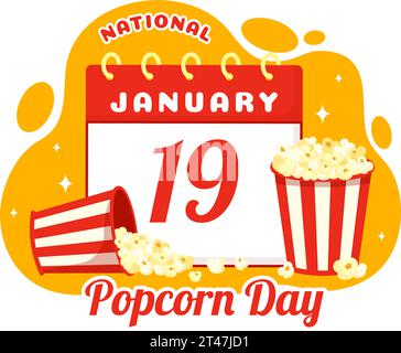 National Popcorn Day Vector Illustration on January 19th with a Big Box Popcorns to Poster or Banner in Flat Cartoon Background Design Stock Vector