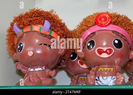 cartoon characters formative dolls on the store shelves Stock Photo