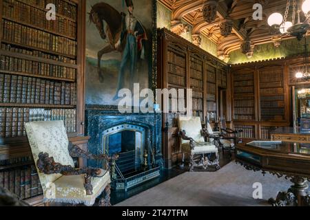 Abbotsford House, Abbotsford, Melrose, Roxburghshire, Scotland, UK - home of Sir Walter Scott - interior view of the library. Stock Photo