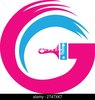 Vector G with painting logo Stock Vector
