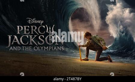 Percy Jackson and the Olympians poster  Walker Scobell Stock Photo
