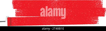 Vector Red Roller Painting Illustration With Grunge Texture Isolated On A White Background. Stock Vector