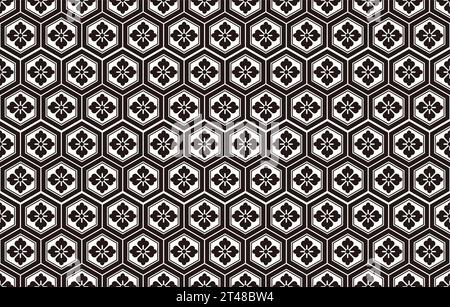 Vector Seamless Background With Japanese Vintage Pattern. Horizontally And Vertically Repeatable. Stock Vector