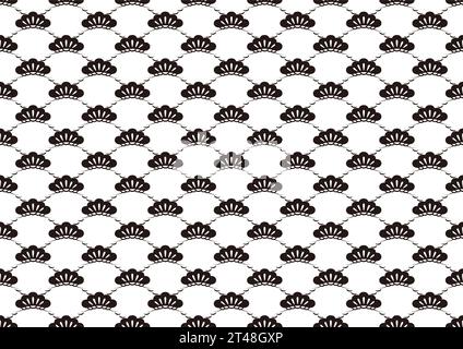 Vector Seamless Pattern With Japanese Vintage Pine Symbols. Horizontally And Vertically Repeatable. Stock Vector