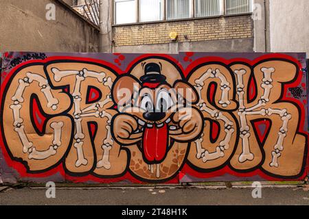 The Icon Walk is a free, open-air public art installation in Dublin, Ireland, that celebrates Irish culture and heritage through street art. Stock Photo