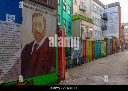 The Icon Walk is a free, open-air public art installation in Dublin, Ireland, that celebrates Irish culture and heritage through street art. Stock Photo