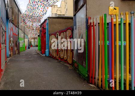 The Icon Walk is a free, open-air public art installation in Dublin, Ireland, that celebrates Irish culture and heritage through street art. Stock Photo